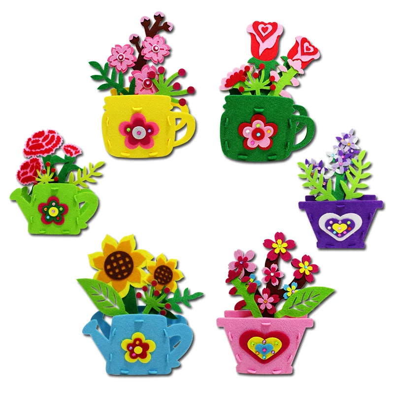 Creative DIY Non-woven Bouquet Material Package Kids Montessori Toys Handmade Craft Potted Plant Educational Toy