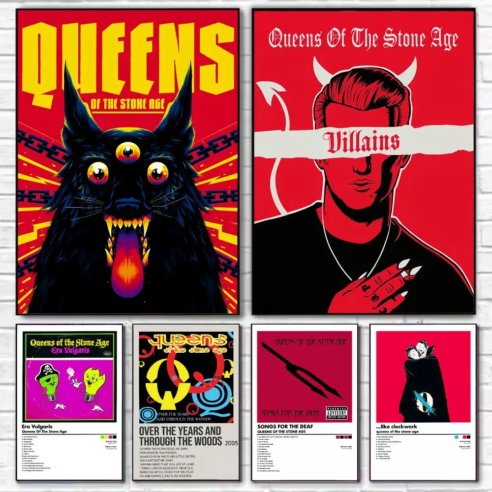 Band Q-Queens Of The Stone Age Poster Stylish Wall Art Print for Living Room Bedroom Study Office Café Home Decor Modern Gift
