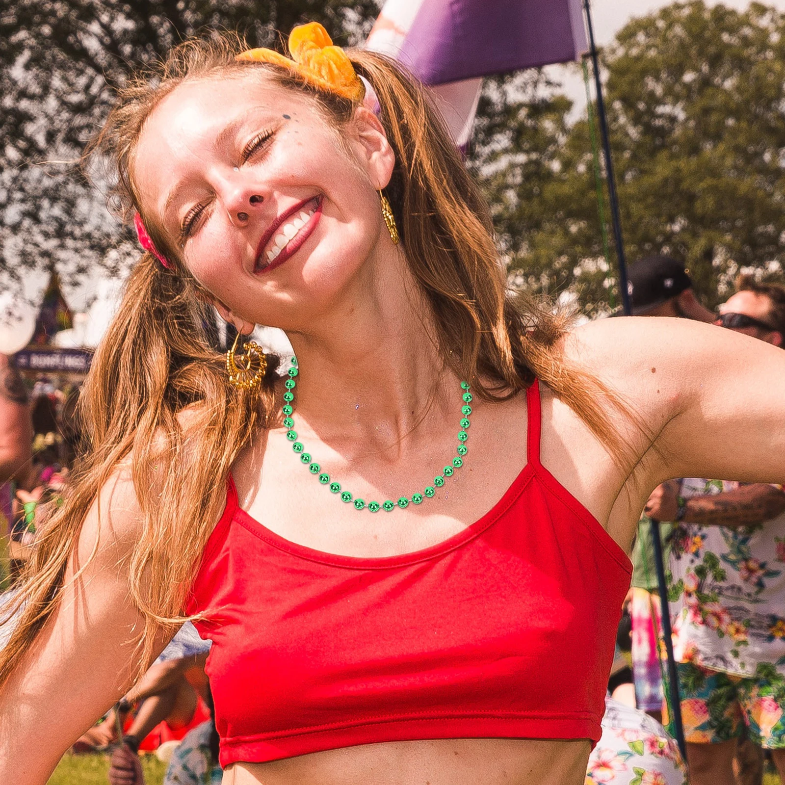 12 個の耐久性のあるパーティーネックレス軽量ビーズストリングネックレスメキシコカーニバルのお祝い用