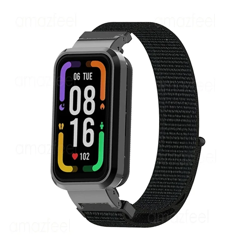 Pulseira de náilon para redmi banda inteligente pro cinta caso protetor para redmi banda pro pulseira para redmi band pro metal escudo quadros