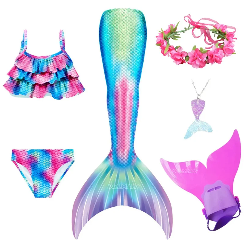 Kinder Mädchen schwimmen Meerjungfrau Schwanz Meerjungfrau Kostüm Cosplay Kinder Badeanzug Fantasie Strand Bikini kann Mono flosse Halloween hinzufügen