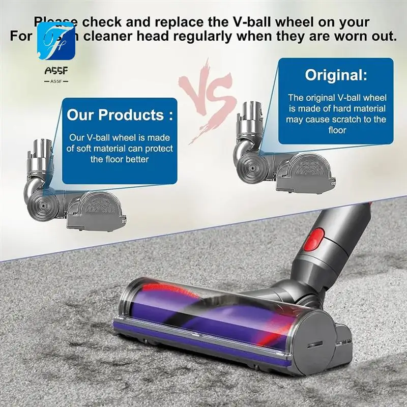 A55F-V-ボールホイールダイソン V10 V11 V15 掃除機 100 ワットダイレクトドライブクリーナーヘッドホイール交換アクセサリー部品