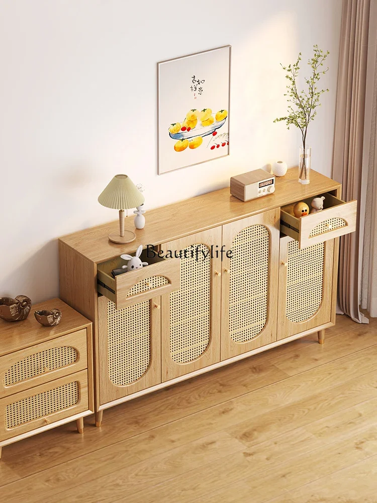 

yj7 Nordic balcony storage household solid wood frame low cabinet tool sundries storage cabinet