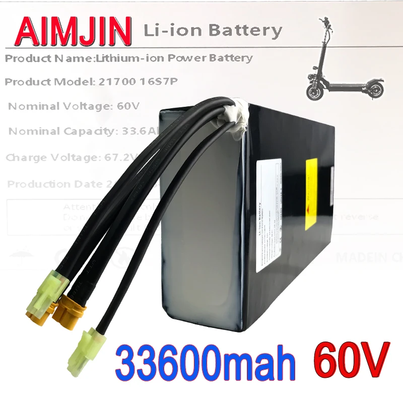 

60V 33.6Ah Li-ion Rechargeable Battery Pack 21700 16S7P Dual Port Fast Charging , Suitable for Dual Drive Scooters