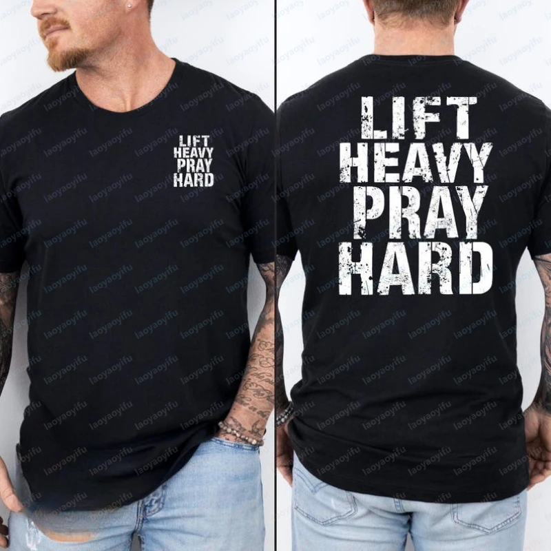 Lift Heavy Pray Hard Christian Gym Shirt, Faith Fitness Tee Graphic T Shirts Women Clothes Gothic Y2k Top Women Clothing Tops