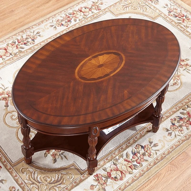 Solid wood coffee table Chinese living room household  European retro walnut tea