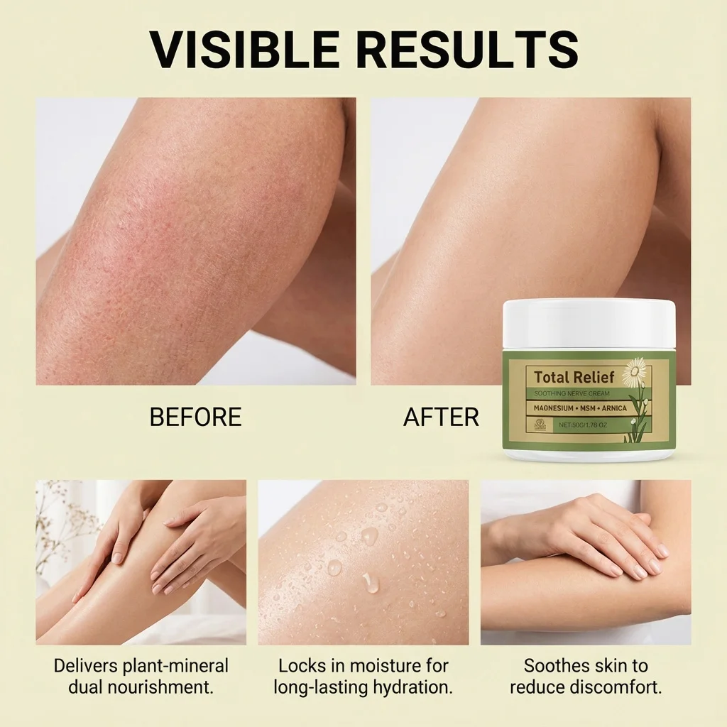 50G Nerve Cream Magnesium MSM&Arnica Formula for Muscle Tension Fatigue Deep Hydrating Body Cream for All Skin Type Non-Greasy view 5