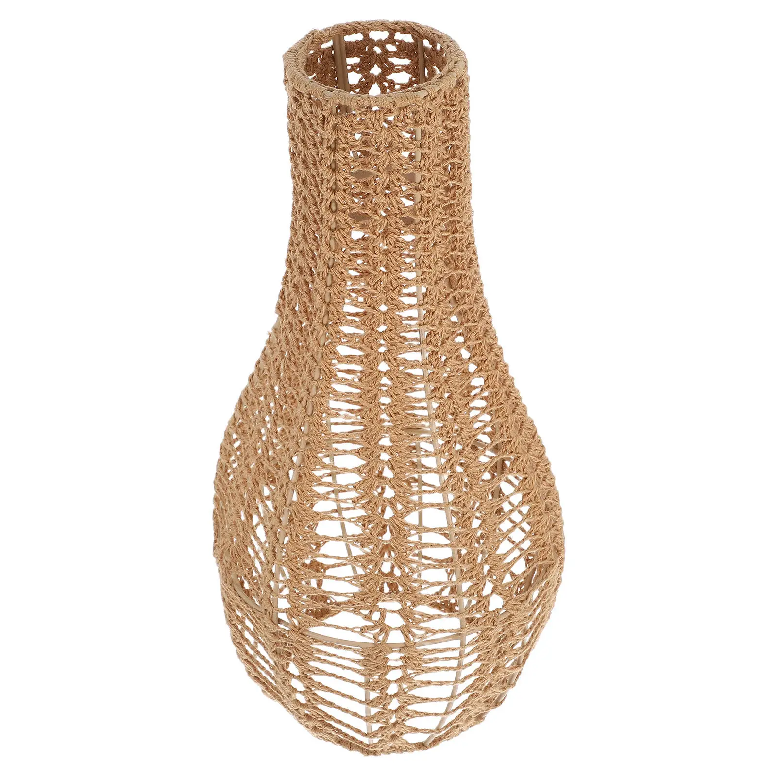Handmade Woven Rope Lampshade Natural Cotton Drum Pendant Light Shade for Indoor Lighting Fixtures Living Room Bedroom Dining