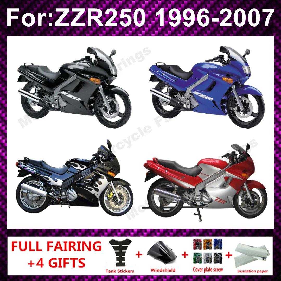 Fairings Body Kits Plastic For Kawasaki ZZR250 ZZR 250 1990 - 1993 1994 1995 1996 1997 Full fairing kit Bodywork Cowl