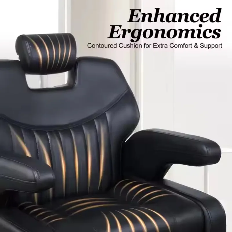 Professional Hairdressing Chair Wholesale Hair Salon Hydraulic Pump Modern Classic Reclining Luxury Black Barber Chairs for Men