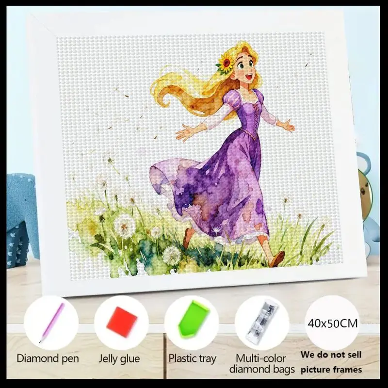 

1 шт., набор алмазной живописи принцессы Диснея Рапунцель, 5D DIY полная дрель, круглый набор со стразами для взрослых и детей, Featuri