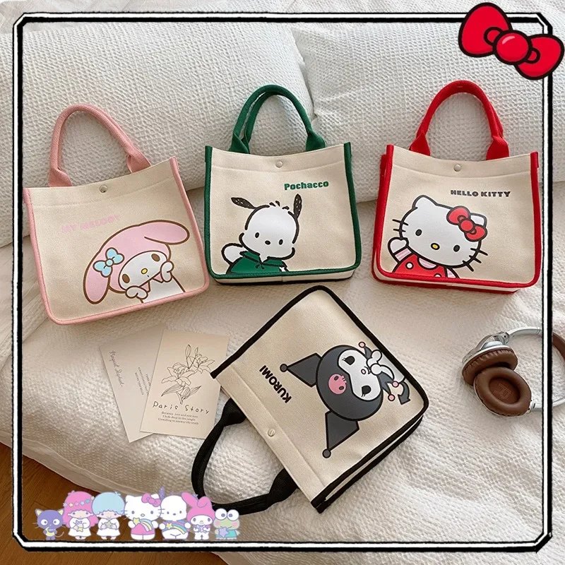 

Sanrio My Melody Hello Kitty Cinnamoroll Handbag Handheld Canvas Makeup Bag Handheld Wash Bag Makeup Portable High-capacity Bag