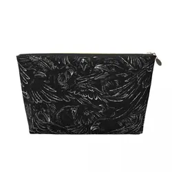 Custom Raven Rage Cosmetic Bag Women Large Capacity Halloween Witch Gothic Scary Crow Makeup Case Beauty Storage Toiletry Bags