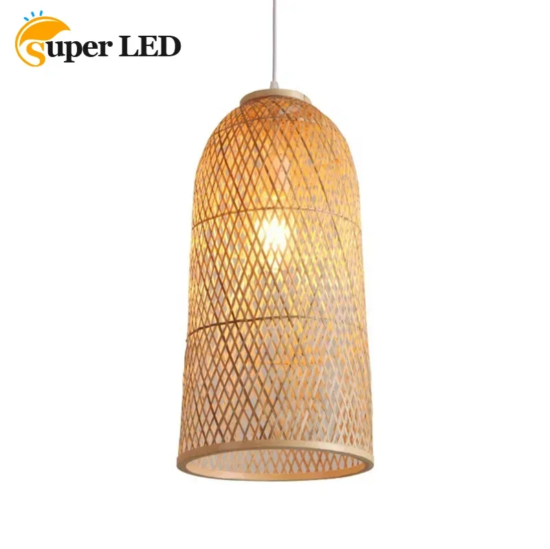 

Handmade Knitting Rattan Hanging Light Indoor Handcrafted Pendant Light Bamboo Lamp for Island House and Restaurant Chandeliers