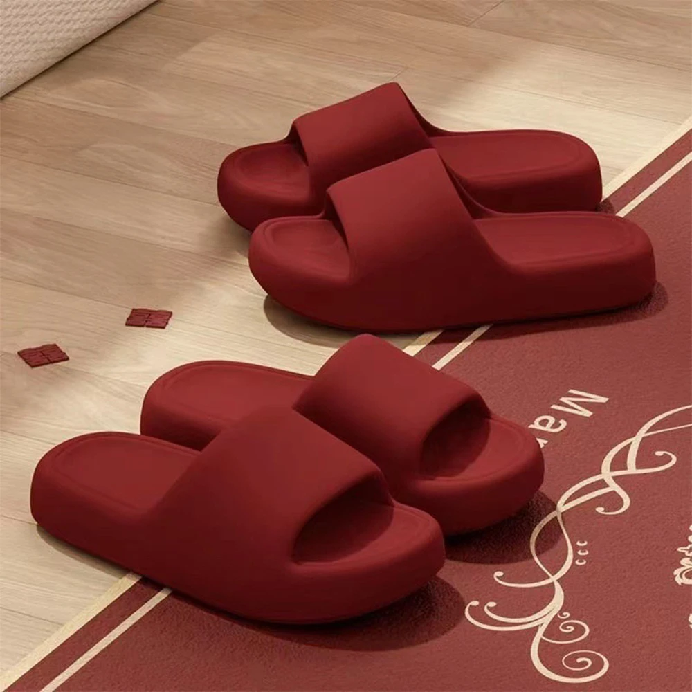 Couple's Summer Indoor Home Slippers 2026 Thick Bottom Lightweight Eva Slippers Women  Soft Sole Message Slides Shoes