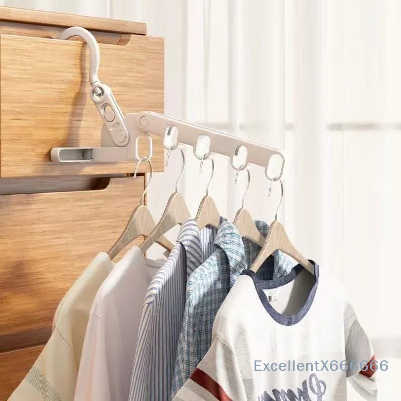 2026 New Hotels Foldable Clothes Drying Rack Five-hole Multi-function Clothes Hook Angle Adjustable Clothes Hanger Travel
