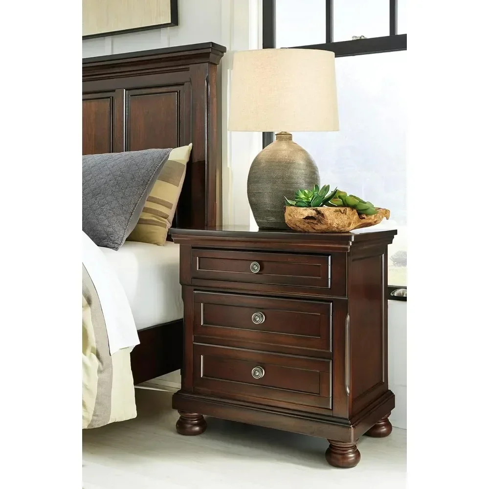 Porter Classic 2 Drawer Nightstand with Dovetail and Ball-bearing Construction, Dark Brown Nightstands, Beside Table