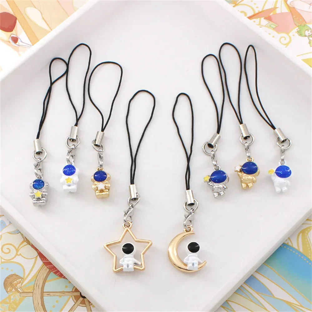 Cute Star Moon Astronaut Pendant Keychain Kawaii Decor Lanyards Mobile Phone Strap For Women Men Bag Car Hanging Rope Charms