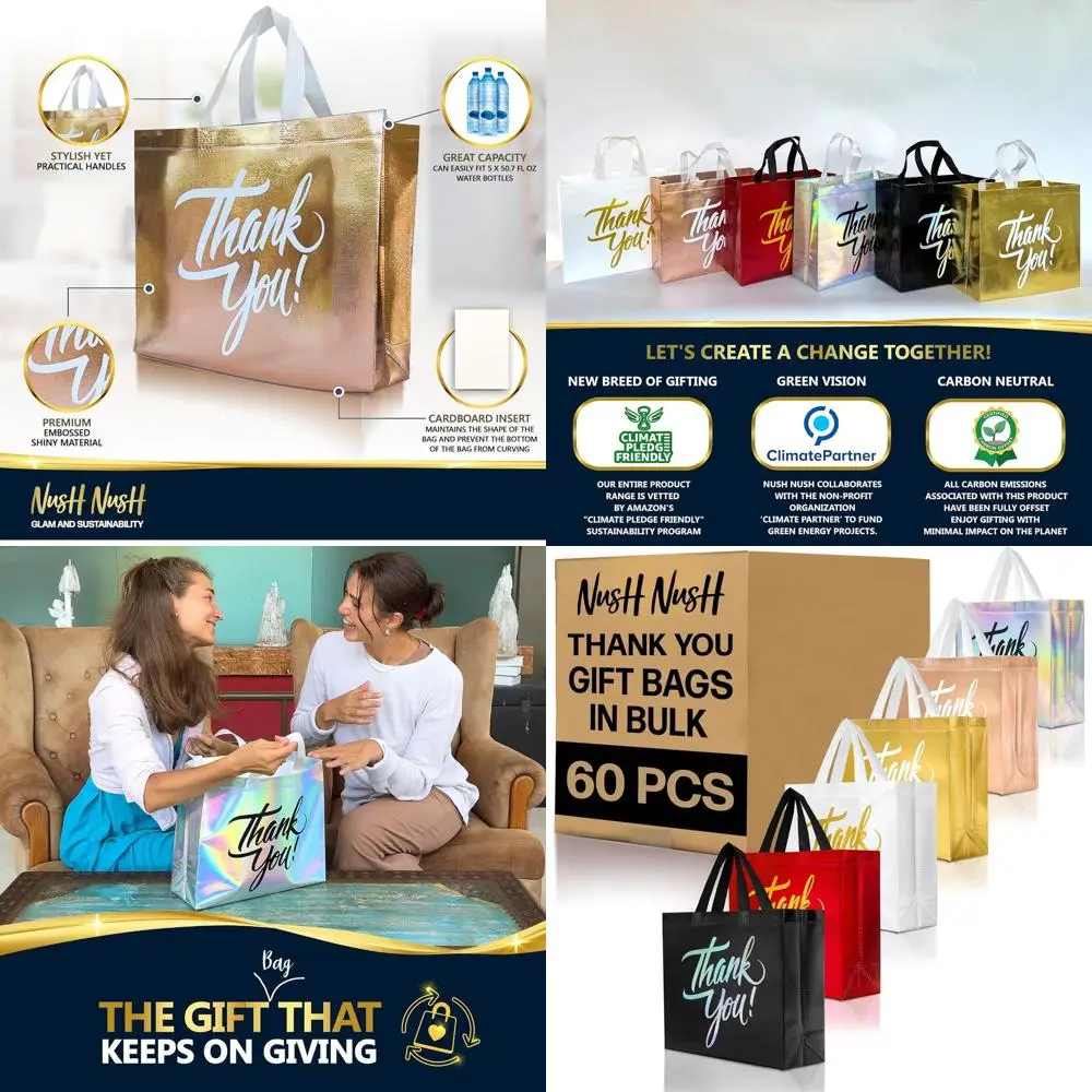 

Массовые 60 больших красочных подарочных пакетов, 6 разных цветов, идеально подходят для сувениров, праздников и мероприятий, 13x5x11 дюймов