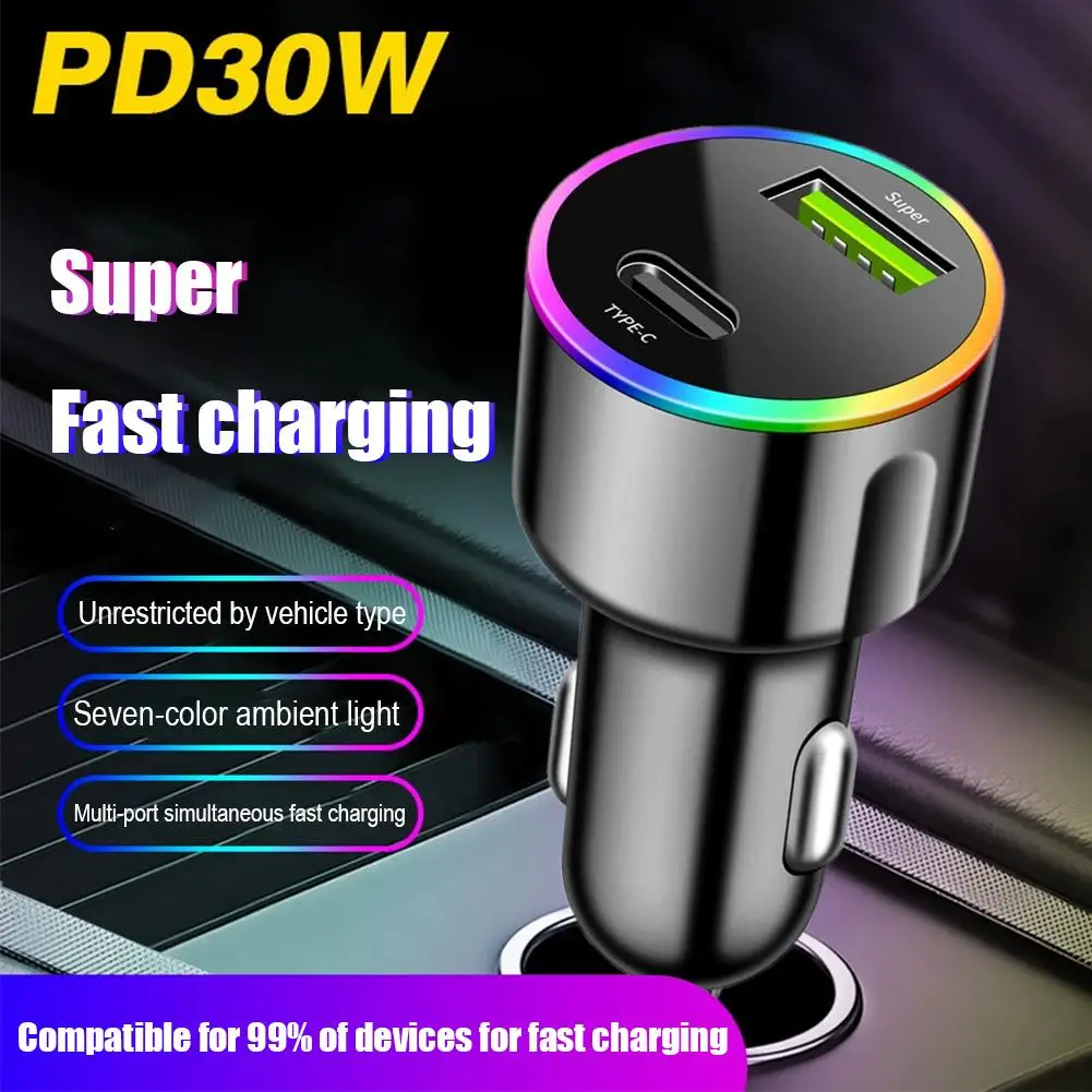 C186 Car Charger Fast Charging PD Type C USB Car Mobile Phone Charger C Type Adapter For iPhone Samsung Huawei Xiaomi