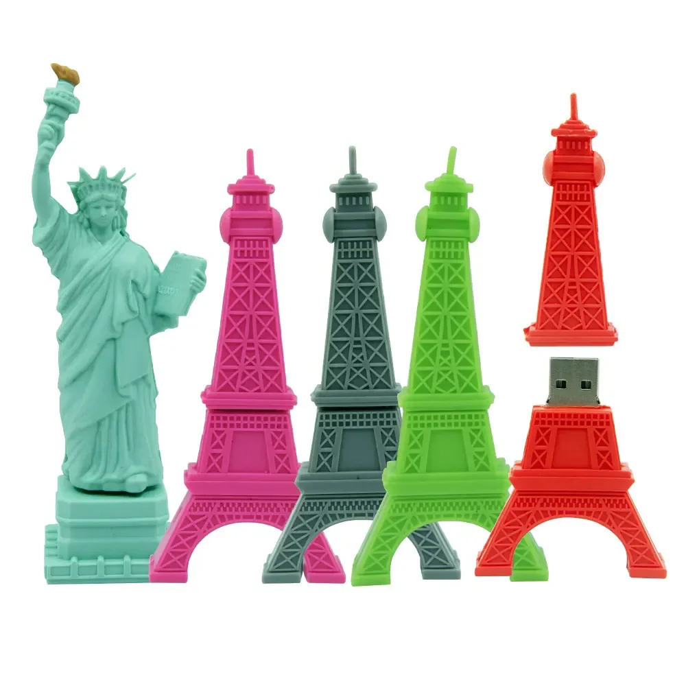 Eiffel Tower Statue of Liberty Shape Cle USB 2.0 Flash Drives  16GB 32GB 64GB 128GB Pen Drive 4G 8G Pendrive Memory Stick