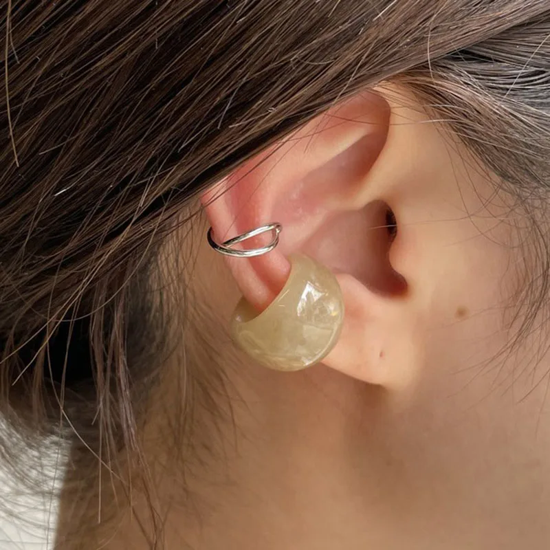 Resin ear cuff earrings for women dopamine color clip on earrings summer cute jewelry for teenage girls