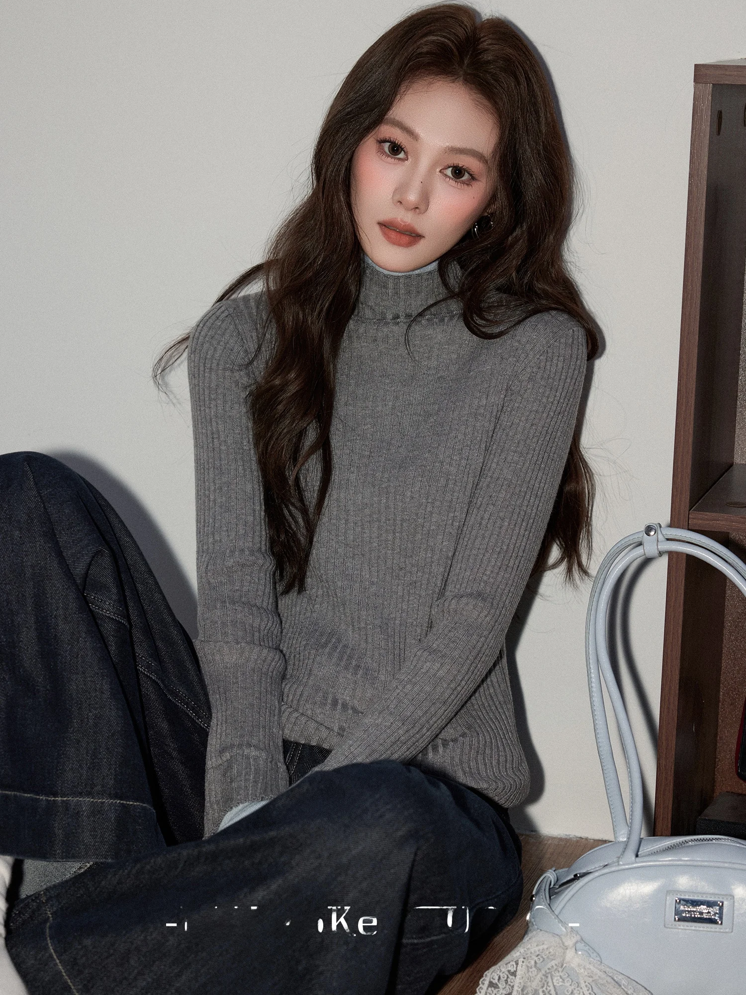 

Warm High Collar Long Sve Knitted Sweater for Women Casual Loose Fit Soft Knitwear Inner Wear Base irt Top in ey