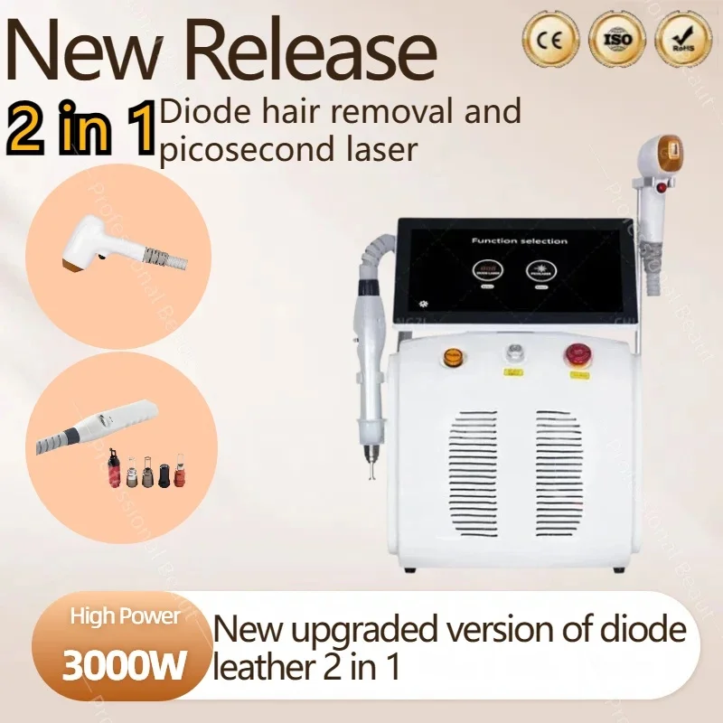 

2 in 1 Diode 808 Hair Removal Machine Yag Hair Removal Multifunctional Tattoo Removal Machine PermanentBeauty Equipment