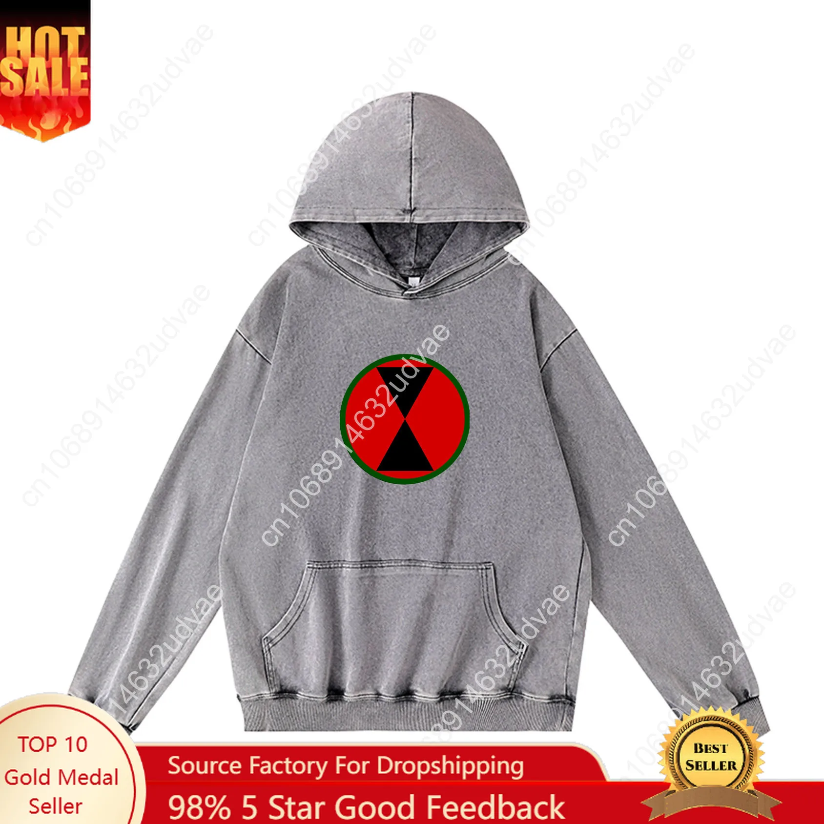 

7th Infantry Division Hoodies Retro Hooded Sweatshirt Man Woman Teenager Vintage Pullover Sweat Shirt with Customized Tops