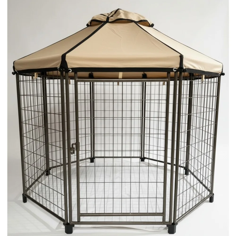 

Custom Fit Replacement Canopy Top Cover for Pet Gazebo, Durable Riplock 350 Fabric, UPF 50+ UV Protection, Sand Beige