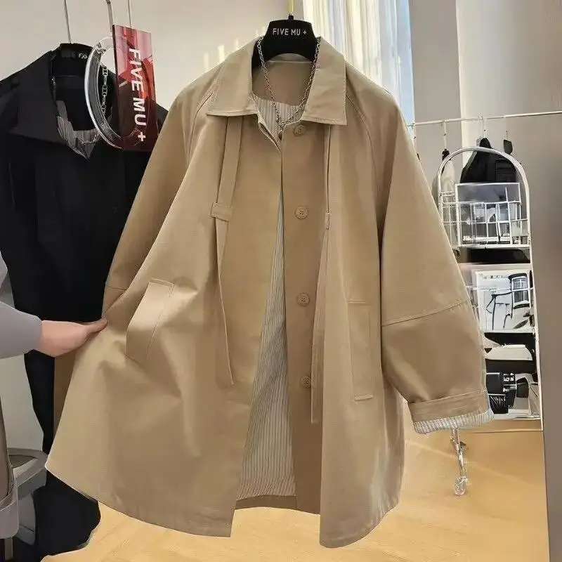 

New Arrival British Workwear Style Loose Long Coat Spring Autumn Versatile Casual Hooded No Sleeve Women's Windbreaker