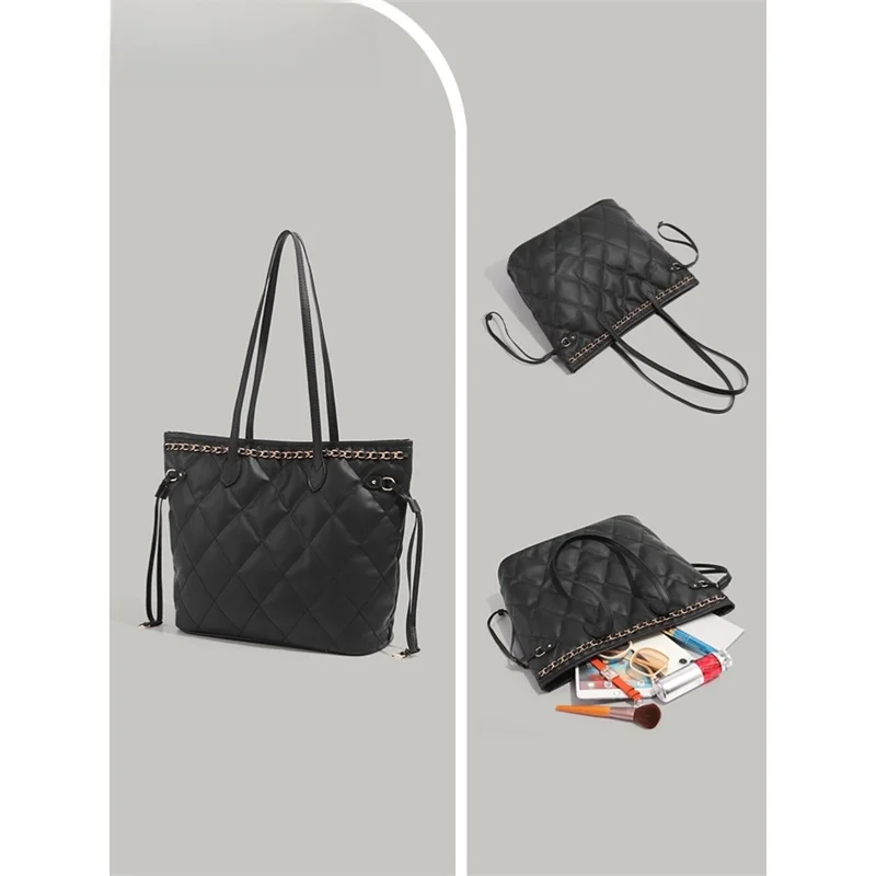 

Faionable Commuter Large Capaci Tote Bag Women's Underarm Diamond Pattern oulder Bag Sli Handbag for Work