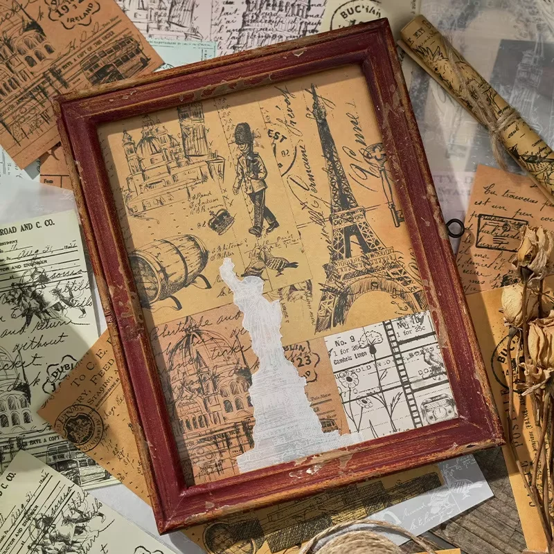 30 Sheets/pack Junk Journal Material Kraft Paper Retro Mange Series Vintage Scrapbooking Diary DIY Decorative Backing Paper