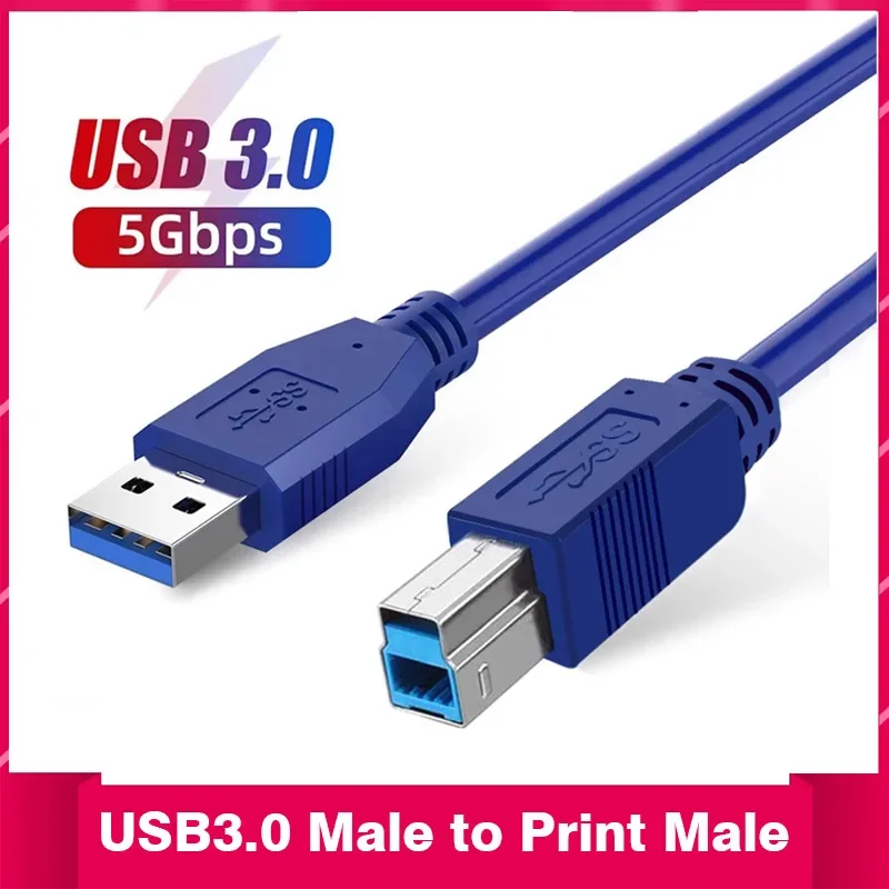 USB 3.0 Printer Data Cable Extension Male to Square Port for Canon HP Printer Computer Connection
