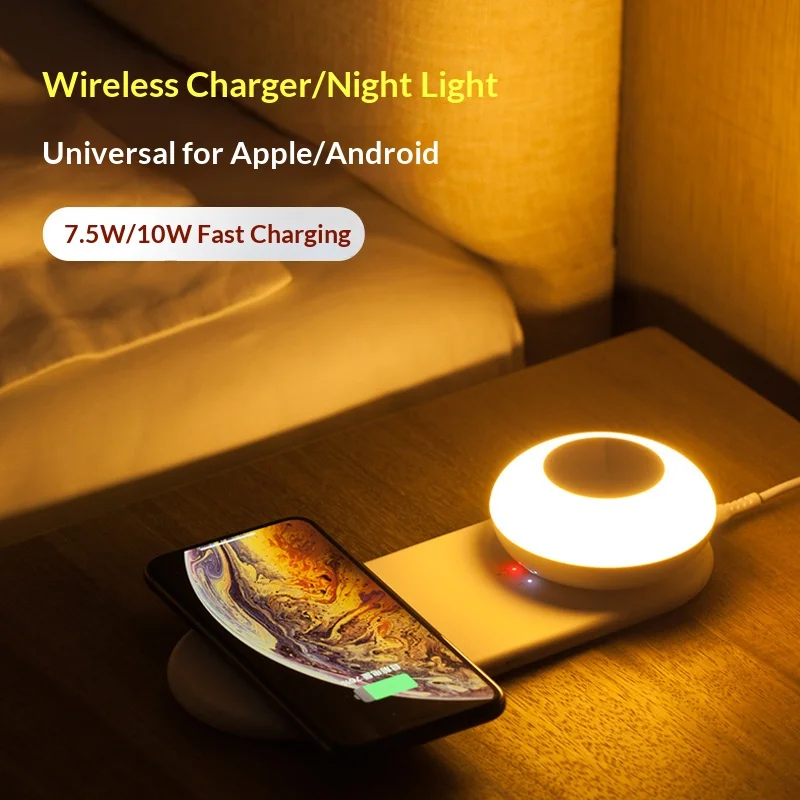 Magnetic Wireless Charger Lamp Detachable Touch Dimmable LED Atmosphere Light Bedside Rechargeable Night Lights Bedroom Gift