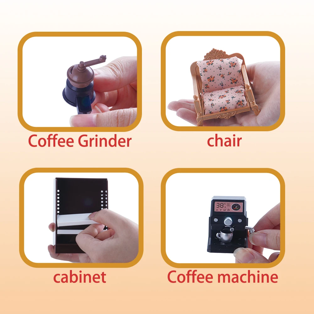 Miniaturmöbel Montage Kaninchen Familie Weihnachten Wohnzimmer Set Kaffeemaschine Sofa Tisch 1:12 Modell Weihnachtsgeschenk