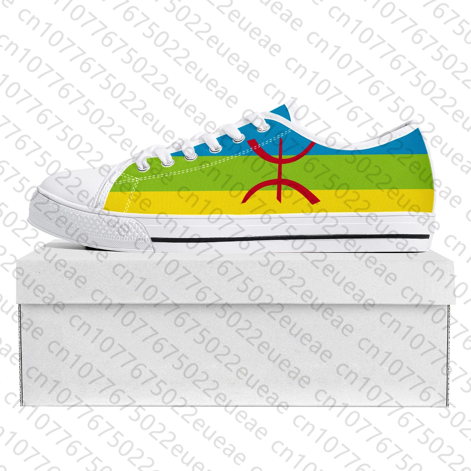 Zapatillas de deporte de lona con bandera Berber para hombre y mujer, zapatos informales de alta calidad, personalizados, color blanco