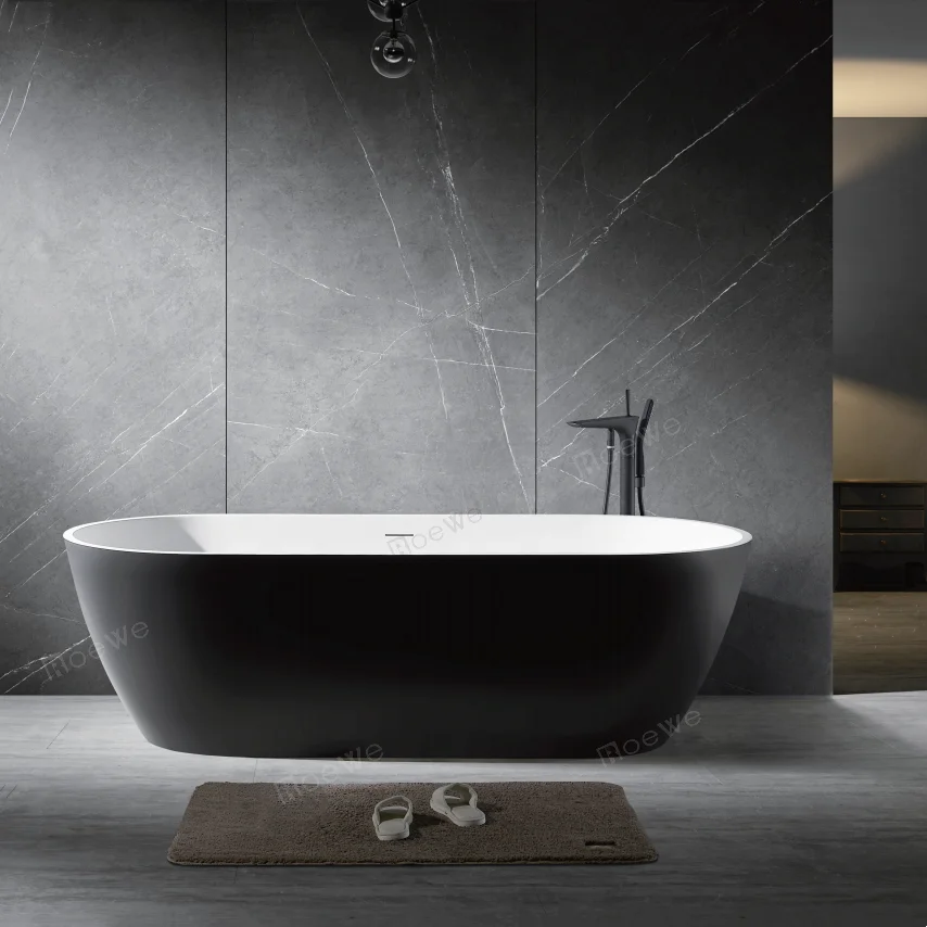 Oval Shape Artificial Stone Bathtubs Solid Surface Freestanding Bathtub Resin Cast Stone Bath Tub Soaking Matt Tubs