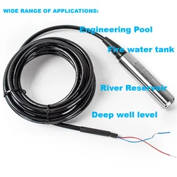 0-5m 8m Range Hydrostatic Liquid Level Transmitter 4-20mA 0-10V 0-3.3V RS485 Water Pressure Level Sensor Probe 0-5m 6m 10M 15M
