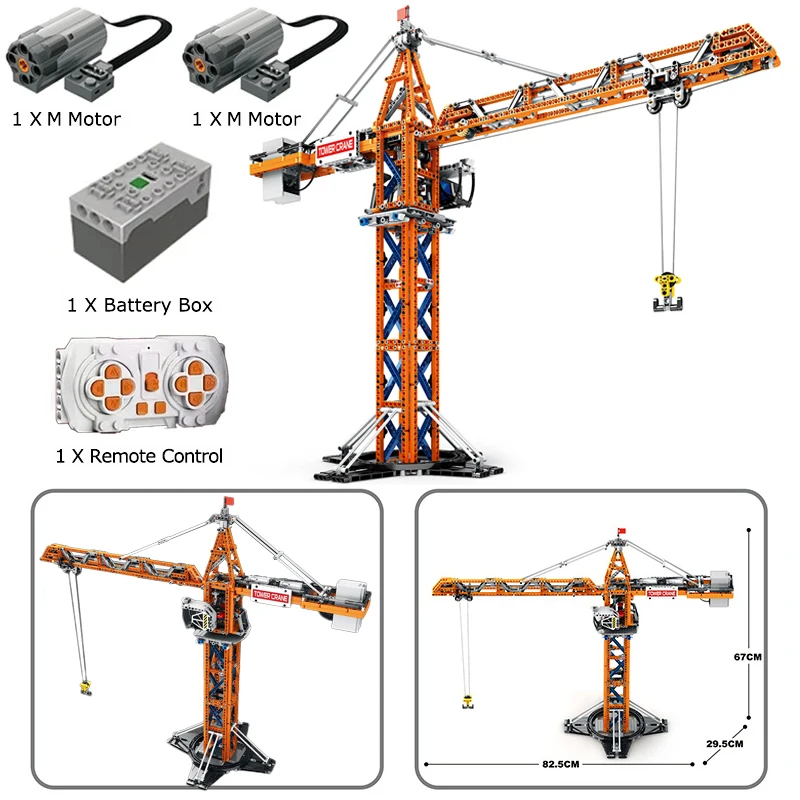 

City Tower Crane Building Blocks APP Remote Control Hanging Tower Derrick Bricks Modular Model Toys For Boy Birthday Gift MOC