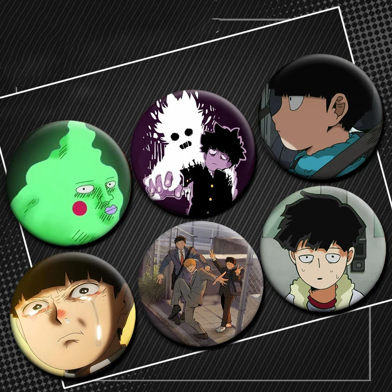 Mob Psycho 100 Anime Pin Shigeo Kageyama Arataka Reigen Dimple Badge Cartoon Brooches for Backpacks Clothing Cosplay Collectible