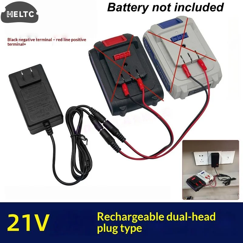 1pcs Portable Charger 18/21V/24V Lithium Dual-head Charger Overload Protection Universal Battery Charger Plug-in Charger