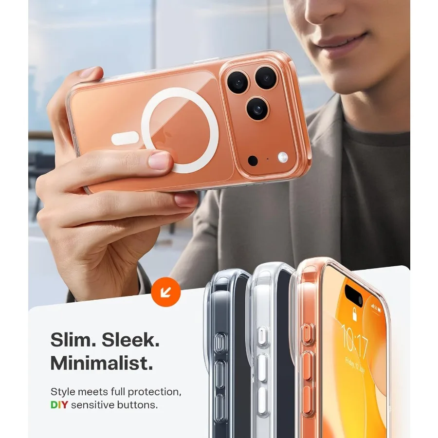 군용 등급 낙하 보호 기능과 더 강력한 자기 충격 방지 디자인을 갖춘 아이폰 17 프로용 MagSafe 호환 강화 카메라 보호 케이스