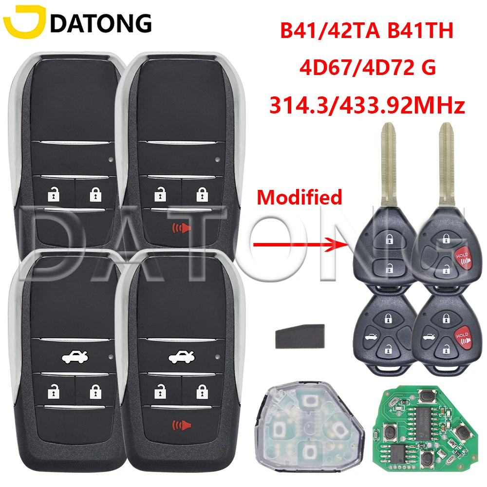 Datong B41TH 314MHz B41TA/B42TA 433MHz 4D67/4D72 G Car Remote Key For Toyota Corolla Yaris Vigo Forruner Hilux Hiace Innova