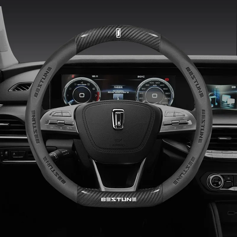 غطاء عجلة القيادة من الجلد الطبيعي لـ FAW Besturn X80 نموذج جديد ملحقات السيارة الداخلية غطاء مقبض يدوي متين #1