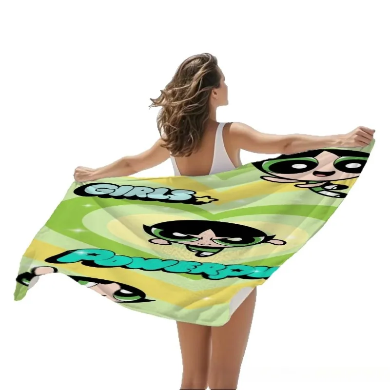 Hot The Powerpuff and Girls Series Cartoon Printed Soft Bath Towel Outdoor Sports Beach Towel Quick-drying Beach Towels Gifts view 6
