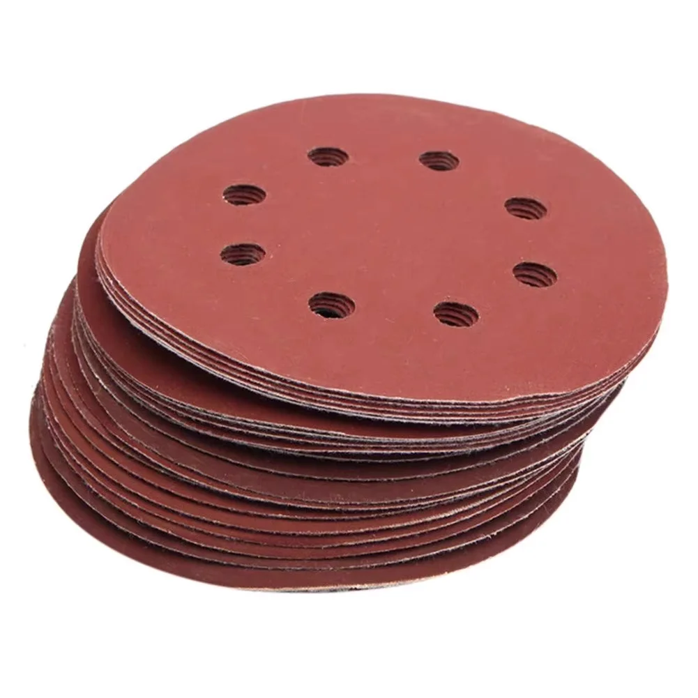 10pcs 5 Inch 125mm Round Sandpaper 8 Hole Sanding Discs Hook And Loop Grit 40-2000 Orbital Sander Pad For Polishing Wood Metal