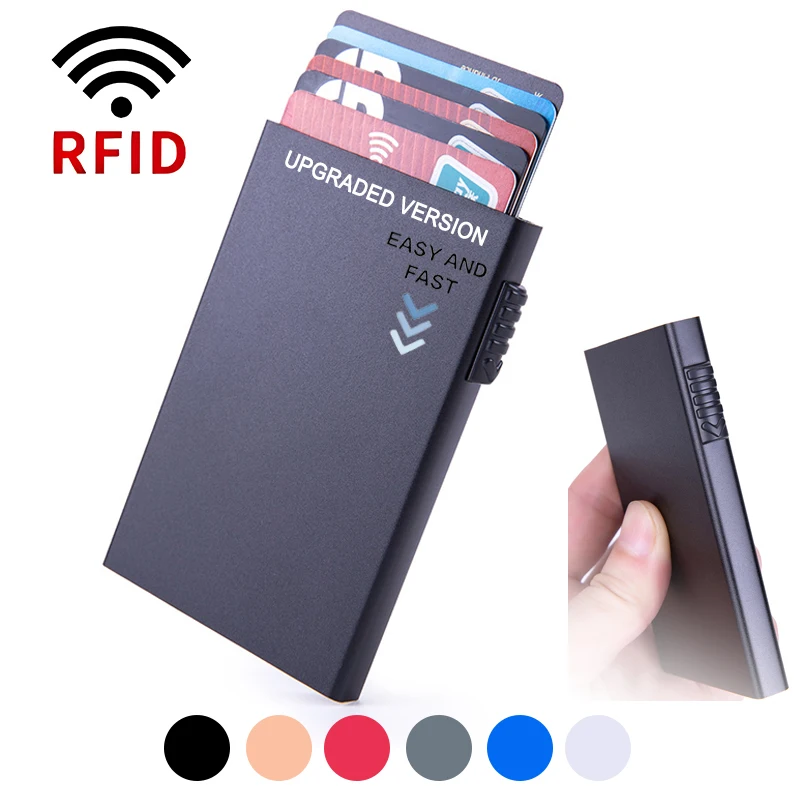 Magic ID Bank Credit Card Holder Smart Wallets Men Unisex ID Cardholder Case Metal Thin Slim Pop Up Aluminium Minimalistyczny portfel