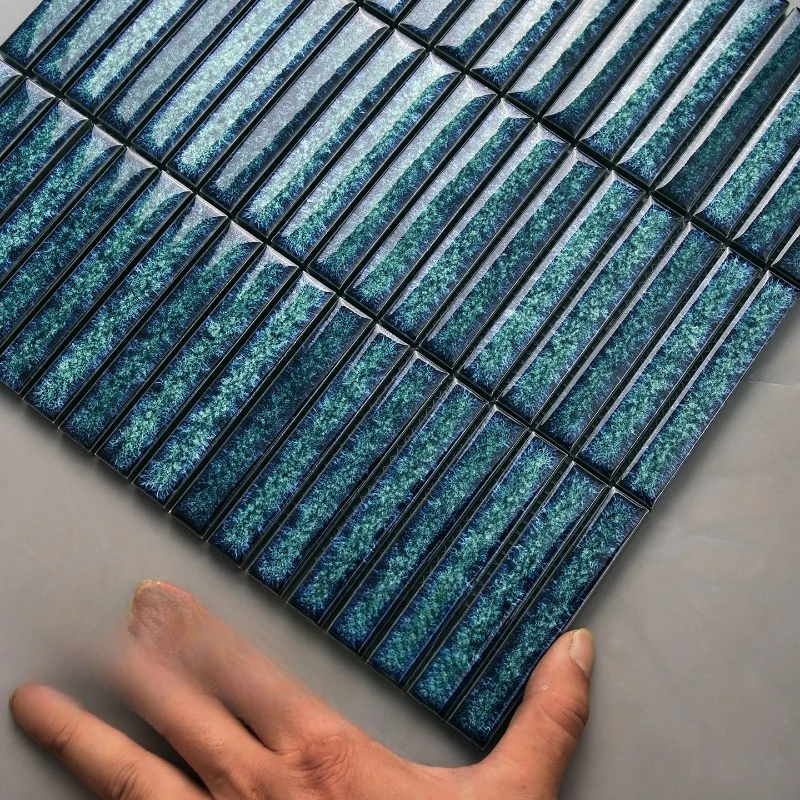 Art mosaic bathroom small wall tiles kiln change gradual change blue tiles B & B restaurant bathroom background wall tiles