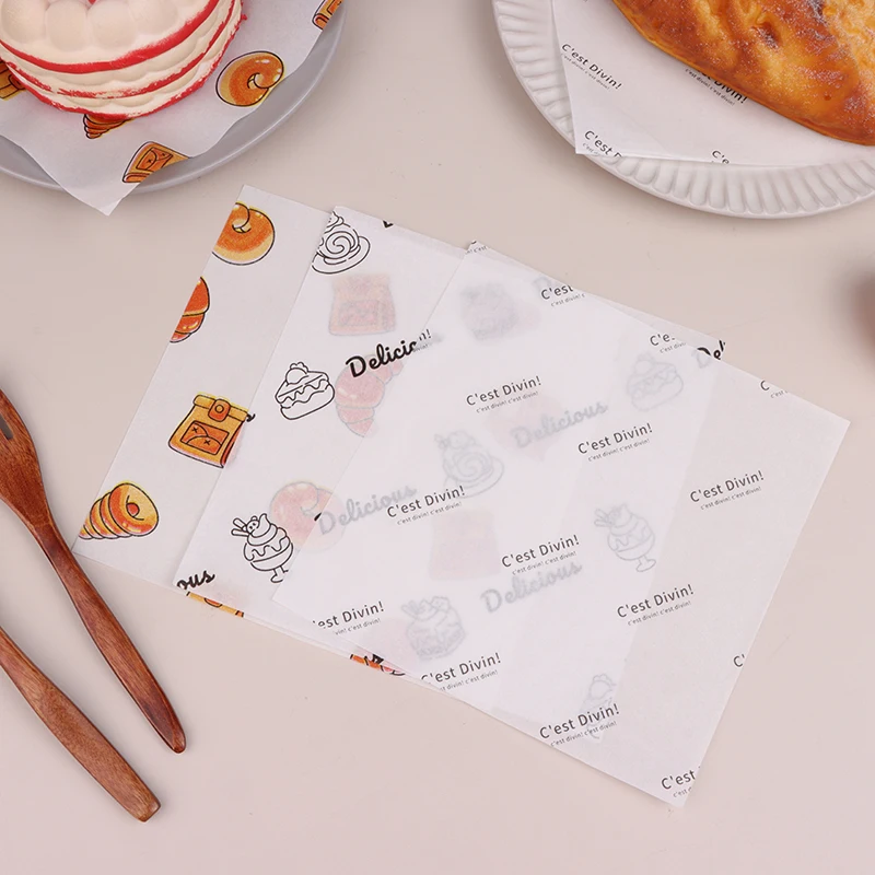 50PCS Food Grade BakinG Wax Paper Food Wrappers for Cake Pastry WrappinG Grease Paper for FestivaL Party Bread BurGer Oilpaper